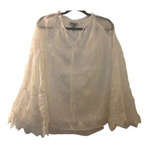 Polagram blouse, white with lace, very full sleeves. size M, Scandigirl